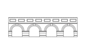 HORNBY  R7388 Low Level Arched Retaining Walls x2 (Red Brick)