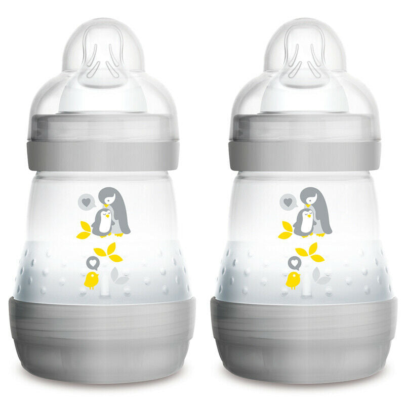 MAM Easy Start Anti Colic Bottle 0m+ 2 Pack- Grey