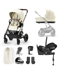 Cybex Balios S Lux Taupe Frame Aton B2 Comfort Bundle in Seashell Beige