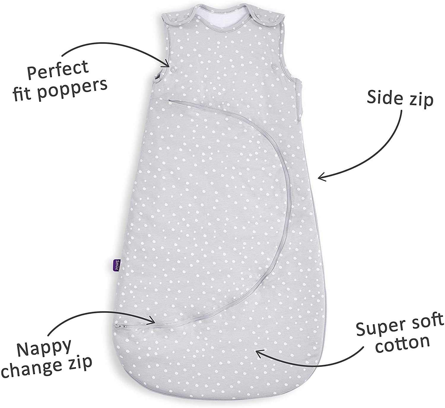 Snuz Pouch sleeping bag  6-18 months White Spot 2.5tog
