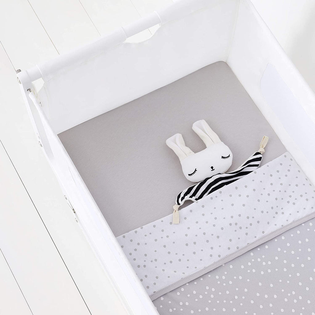 Snuz 3 Piece Grey Spot Bedding Set For SnuzPod Bedside Crib
