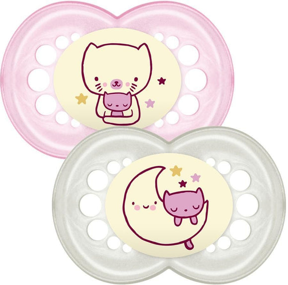 MAM Original Night Soother 2 pack 6m+ PINK